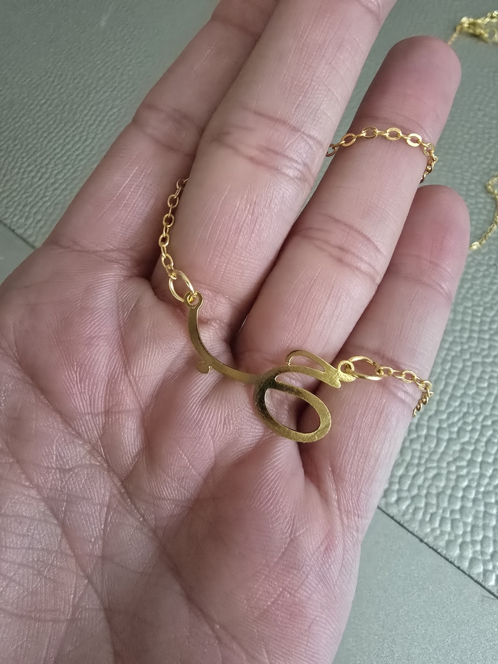 Gold Script Initial Necklace - Women Jewelry - Picture 7 of 7
